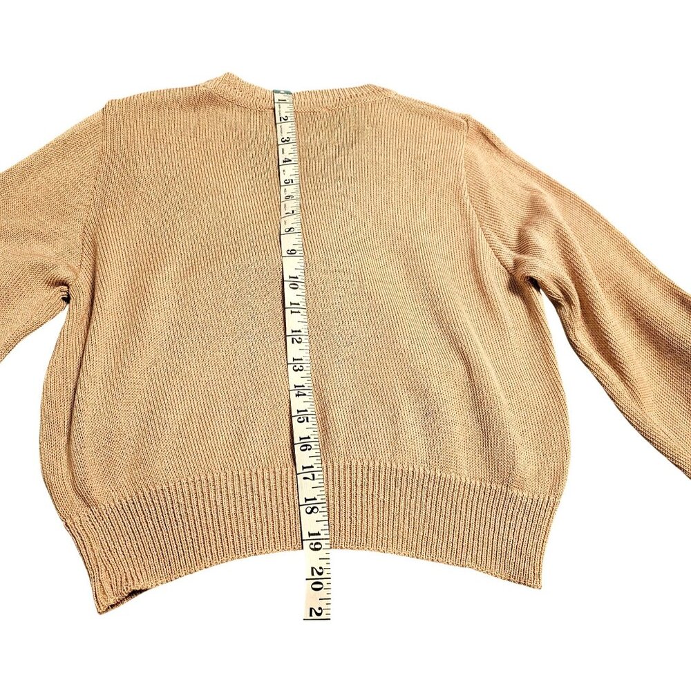 Carlucci Tan Beige Embroidered Knit Sweater Medium - Picture 8 of 9